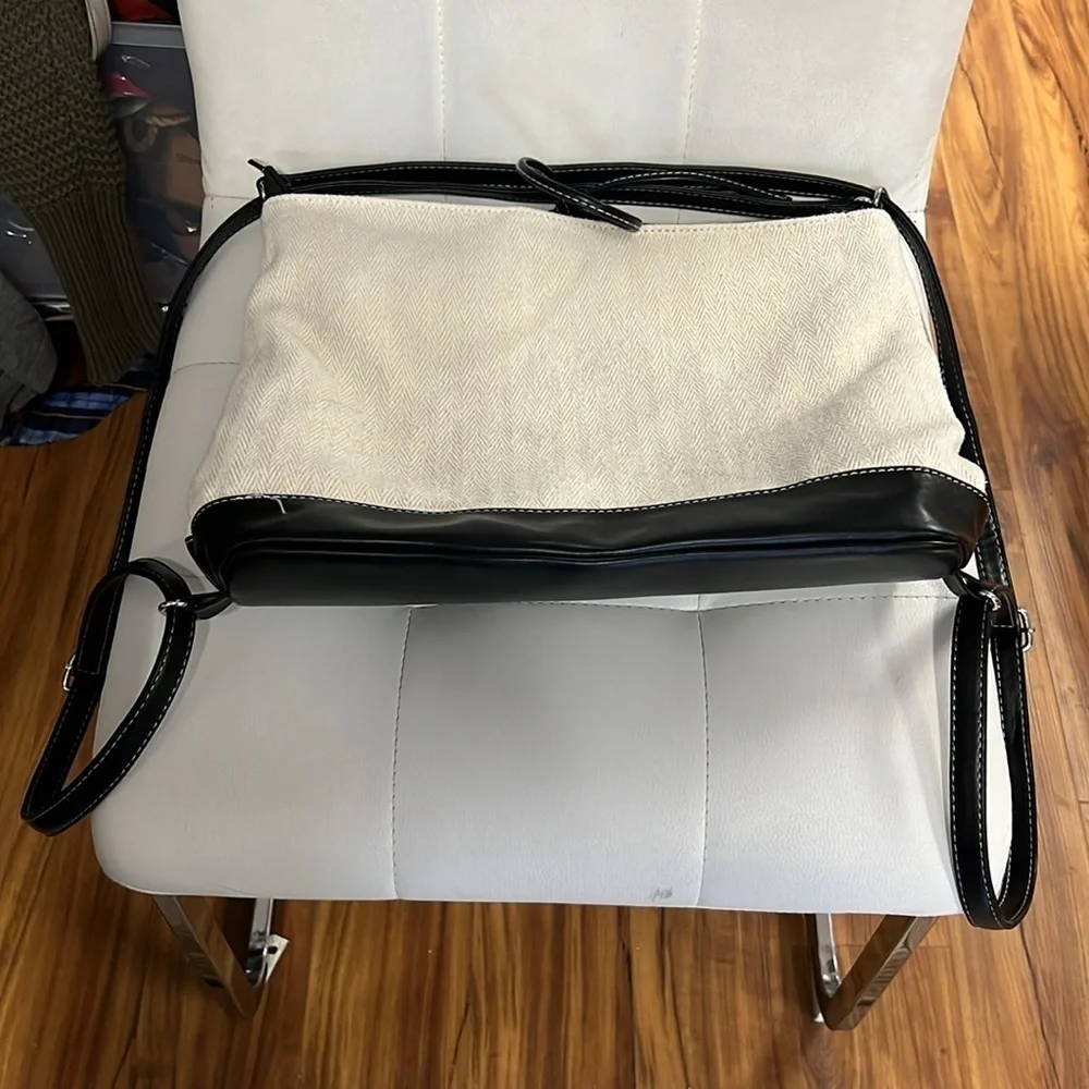 Beige and black bag/convertible bookbag, perfect for every day on the go